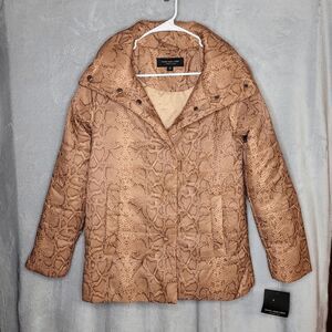 NEW Marc New York Andrew Marc caramel Python Print puffer jacket XS coat